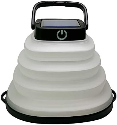 Lannado - Linterna de campamento LED con energía solar, impermeable, plegable, portátil, batería recargable (negro, luz cálida)