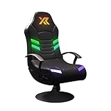 X-Rocker Aries RGB 2.1 Pedestal, Stereo Audio Gaming Chair - Neo Motion™ Sync App Controlled LED Lights, Immersive Sound, Folding, Wipe-Clean Faux Leather for Kids & Teens - Black - Exclusive
