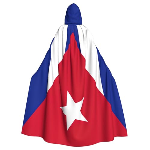PPHGUT Capa unisex con capucha de longitud completa con estampado de bandera cubana para cosplay, medieval y festivales