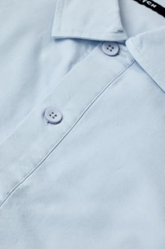 Image of SNITCH Men Casual Shirt for Smart Casual Wear | Regular Fit Full Sleeve Point Collar Plain Style | 100% Breathable Cotton & Durable Fabric for Outings & Daily Use | Light Blue