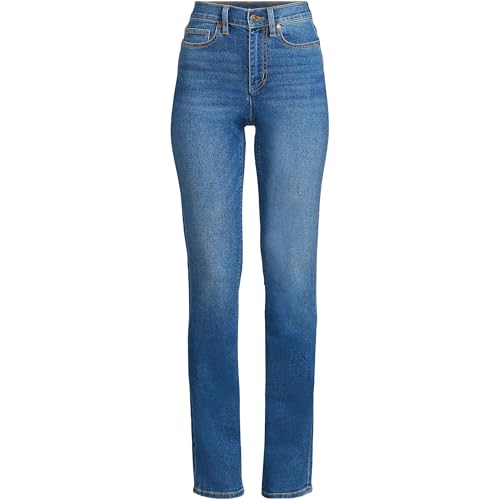 Lands' End Women's Recover High Rise Straight Leg Blue Jeans3
