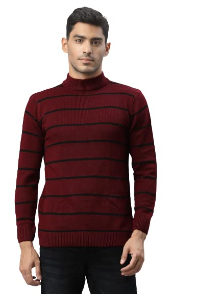 style quotient Men Brown & White Striped Pullover-picture-15