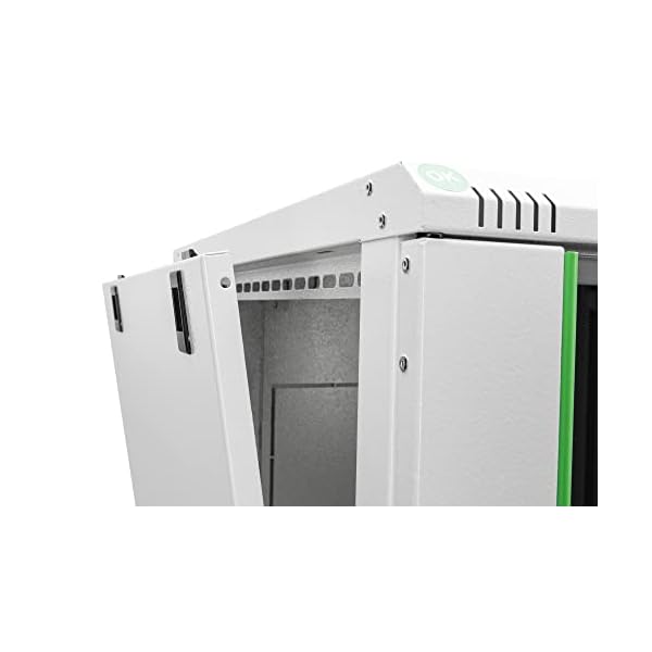 DIGITUS Netzwerk-Schrank 19 zoll 9 HE - Wandmontage - 450 mm Tiefe - Traglast 60 kg - Dynamic Basic - Glastür - Grau – Bild 5