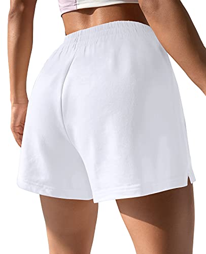 High Waisted Athletic Shorts For Women Summer Lounge Shorts Yoga White S #TOP3