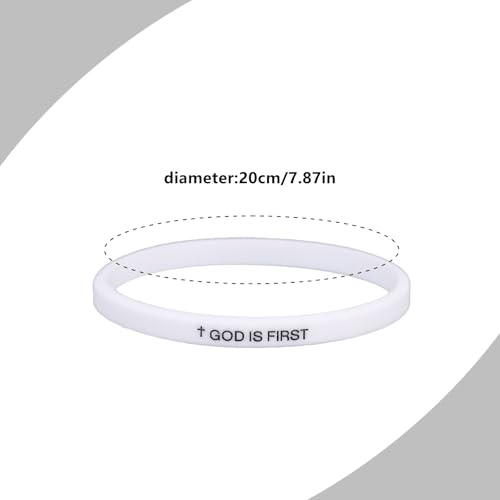 2pcs God Is First Bracelet, Silicone Bible Verse Bracelets Inspirational Put God First Wristbands Christian Wristbands for Women Men Encouragement Religious Faith Gift2