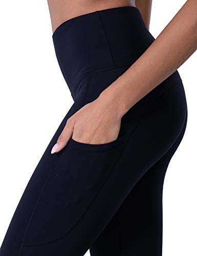 POSHDIVAH Ultra Soft Yoga Pants for Women High Waited Tummy Control Workout Leggings with Pockets Black M