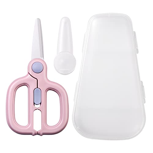 Image of Artenny Baby Food Scissors with Travel Case, Ceramic Food Scissors Kids, Toddler Scissor with Safety Lock, Ideal for Pizza, Meats, Noodles, Vegetables, and Fruits (A)