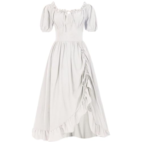 Vestido renacentista con bolsillos y corsé ajustable para mujer 4
