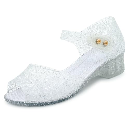 Image of techcity Princess Girls Sandals Dress Up Dance Party Cosplay Jelly Shoes for Kids Toddler Mary Janes