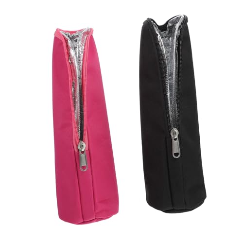 HONMEET 2 piezas de Biberones para Funda Aislante Térmica y Cremallera Práctica de Unidades Negro y Rosa Funda de Suave Reutilizable para Cuidado y Protección del Biberón