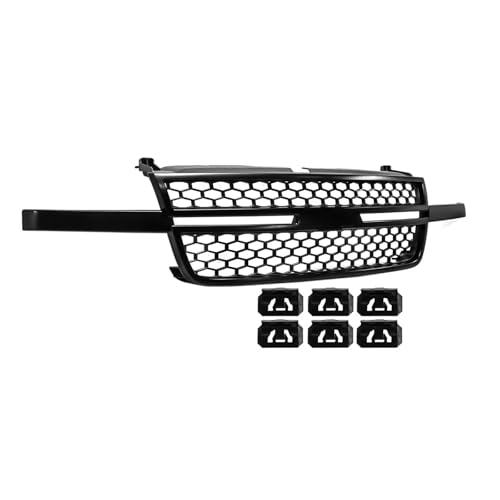 Image of Front Grille Primed Shell Assembly Fit for Chevy 2003-2006 Silverado 1500 & 2007 Silverado 1500 Classic Without Dale Earnhardt Package Replaces GM1200586 - Black
