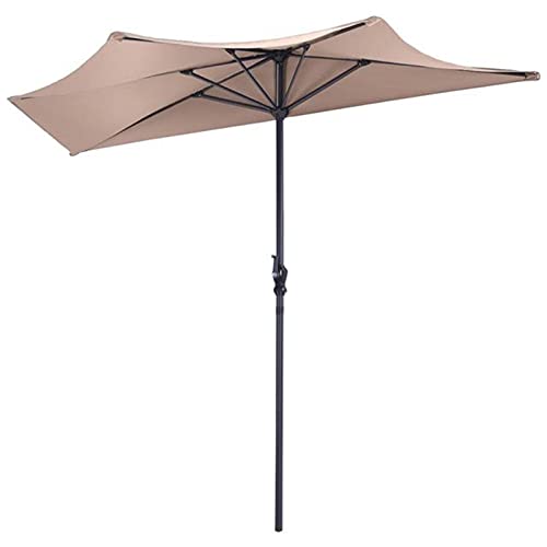 Parasol de jardin demi-rond 2,7m CLSDRZC anti-UV avec manivelle de précision