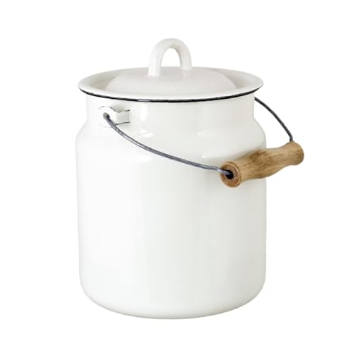 Vintage Style Enamel Milk Can with Lid 3.5 Qt...