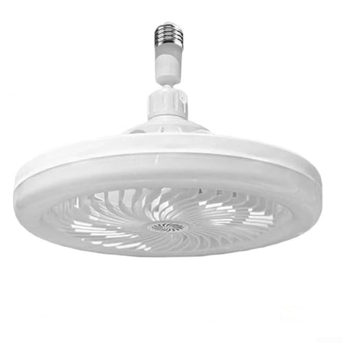 Ventilador LED con bombilla E27 y funcionamiento silencioso, para dormitorios y entornos de estudio (blanco)
