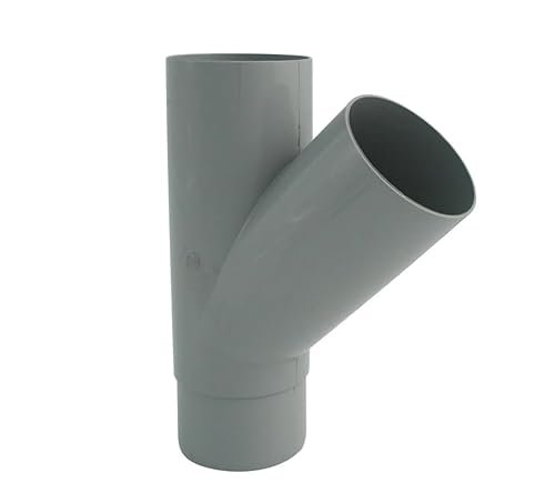 Marley Regenrinnen System Dachrinnenteile DN 75 Fallrohrsystem Grau RAL 7040 Dachrinnenset aus PVC (Rohrabzweig DN 75/75 45°)