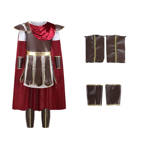 Colorful House Men Roman Soldier Costume Adult Spartan Warrior Costume Halloween Greek Gladiator Costume(X-Large,Brown)