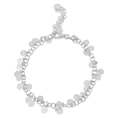 WANDA PLATA Pulsera Plata de Ley 925 Mujer, Pulsera Chapitas,...