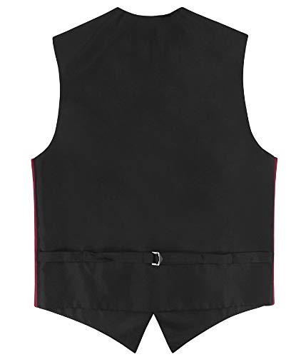 Mens SLIM FIT Dress Vest Skinny NeckTie Burgundy 2.5" Neck Tie Hanky Set2