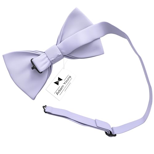 Image of Adam Young Men's Bow Ties with Handkerchief Pre-Tied Style Formal Satin Classic Bowtie for Tuxedo Faux Silk