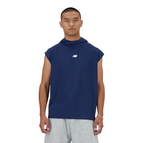 New Balance Men's BP Sleeveless Lightweight Hoodie, Nb Navy, Small