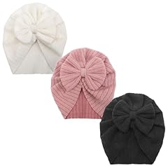 3 Pcs Striped Bow Hats C/ 0-12 Months