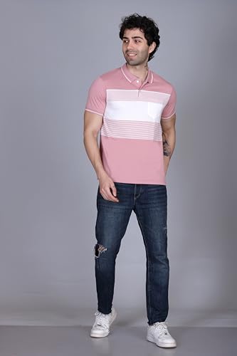 Image of SANE ORIGINALS T-Shirt for Men with Pocket || Textured Striped Polo for Men