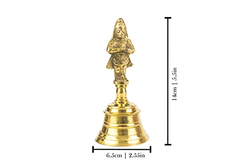 Image of Spillbox Traditional Brass Pooja Bell /Ghanti for Puja /Worship for Temple Home - 5.5 inch inch Hanuman
