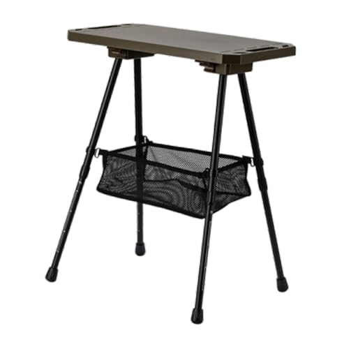 Perfeclan Mesa de Campamento Muebles Plegables de aleación de Aluminio liviano Altura Ajustable con Almacenamiento para la Fiesta de del Festival, Verde Oscuro
