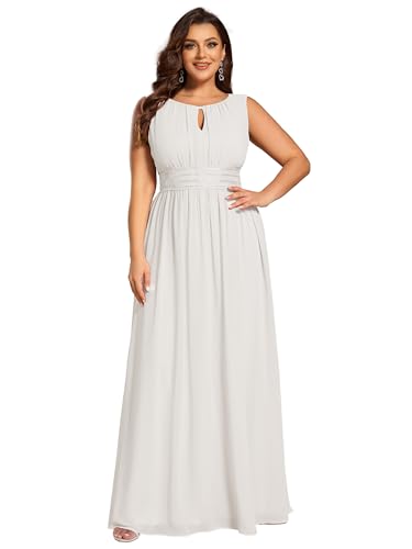 Image of Ever-Pretty Plus Women's Round Neck Sleeveless Empire Waist Maxi Plus Size Formal Gowns Bridesmaid Dresses