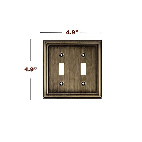 SleekLighting | Wall plates Decorative Beveled Antique Brass | Electric Outlet and Switch Covers| Style: 2 Gang Toggle (2 Pack) - Thumbnail 2