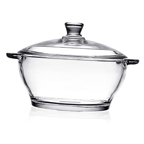 VALICLUD Pentola in Vetro Resistente al Calore Maniglia e Pentola per Stufati per Noodles e Zuppe Vetro Borosilicato Trasparente Facile da e Sicura per Uso