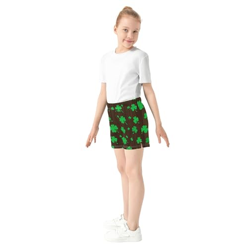 Girls Lounge Shorts St Lucky Clover Brown Cute Athletic Pajama Summer Kids Youth Fashion Print, X-Small4