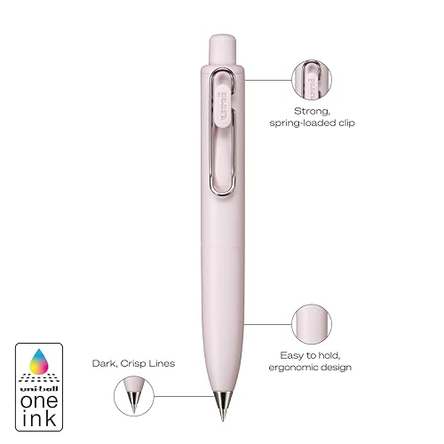 Image of uni one P Retractable Gel Pens, Micro Point (0.5mm), Grape, Peach, and Soda Barrels, Black Ink, 3 Pack