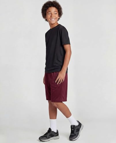 Image of Real Essentials 5 Pack: Boys' Dry Fit Basketball Shorts for Youth Kids Teens - Athletic Running Soccer Sports with Pockets