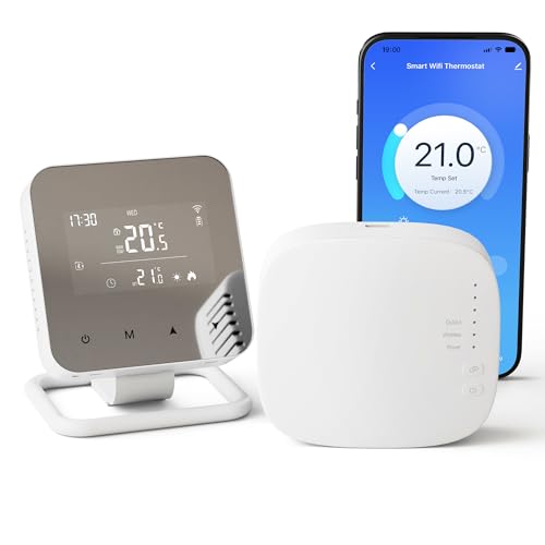 Vaconoff Thermostat Connecté sans Fil avec Un Récepteur, pour Chaudières à Gaz et Chauffage au Sol à l'eau, WiFi Intelligent, 3XAAA Batterie Ou USB...