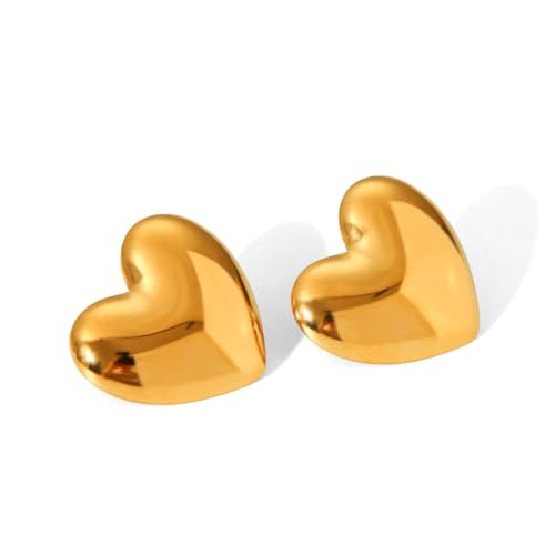Image of 18K Gold Plated Heart Earrings for Women & Girls | Heart Hoops, Studs & Huggies | Waterproof and Anti Tarnish Jewellery | Valentines Gift for Girlfriend | Gifts for Women | 1 Year Warranty*