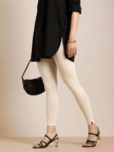 Image of TWIN BIRDS Super Stretchable Cotton Elasthane Fabric Ankle Length Leggings for Women