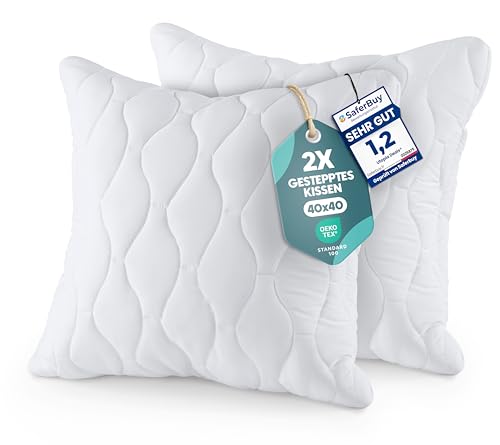 Utopia Bedding Kopfkissen 40x40 cm (2er Set), Gestepptes Kissen für Bett...