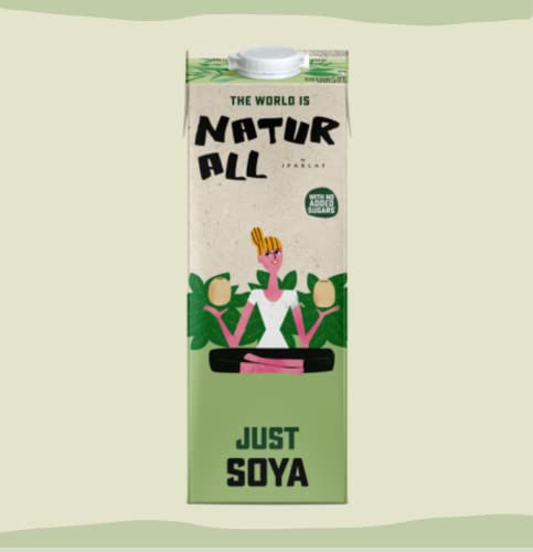 Just Soya Natur All - Boisson de soja, Boisson végétale pour les amateurs de soja, Sans sucres ajoutés, Contient des sucres naturellement présents, (Format: 1L, carton de 8 unités) Cover