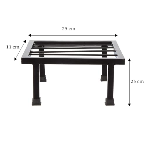 Image of Amazon Brand - Solimo Premium Metal Flower Pot Plant Stand (Black, Set of 8) |Heavy Gauge Iron Pot Stand | Gamla Stand for Home | Plant Stand for Balcony /Living Room