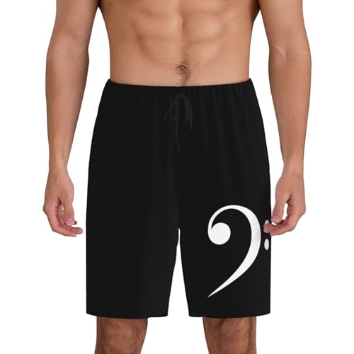 Bass Clef Pajama Shorts for Men, Men's Pajama Bottoms, Sleepwear for Summer