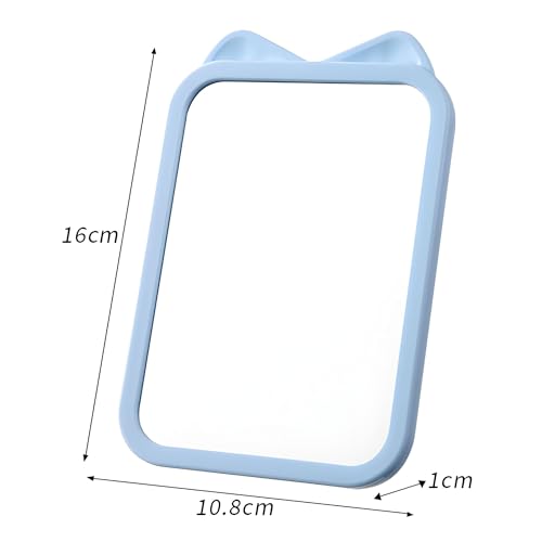 Image of Countertop Rectangle Cosmetic Mirror with Stand Bathroom Shaving Make Up Mirrors,Portable Folding Travel Mirror for Travel Camping Home (Blue - 1Pcs)