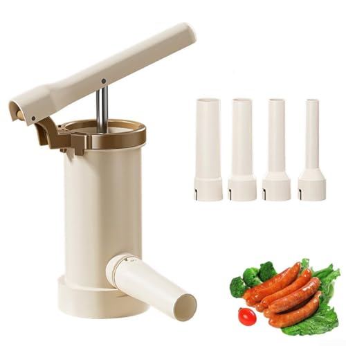 Relleno de salchichas manual ligero con 4 embudos, ideal para hacer salchichas para reuniones al aire libre