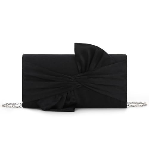 Fecialy Satin Clutch-Handtaschen für Damen Abendtasche mit Schleifenklappe Formelle elegante Handtaschen für Braut- und Hochzeitsfeiern