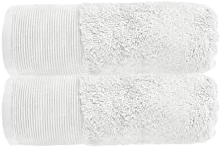 Allure Bamboo Hand Towels, Pack of 2, 50 x 90cm, Hypo-Allergenic, Anti-Bacterial for Bathroom (White)
