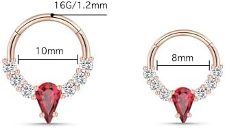 16G Gemstone Septum Ring Jewelry for Septum Piercing Surgical Steel, CZ Daith Earring Jewelry for Daith Piercing - Image 8
