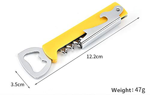 Professionele roestvrij stalen wijnopener,Bieropener, Creatieve kurkentrekker Opener,Plastic handvat,Obers flesopener kan bieropener bierbar wijnflesopener keukengereedschap (geel