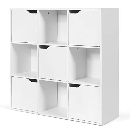 COSTWAY Librería con 9 Compartimentos Estantería Librería con Estante para Archivos Libro Plantas Almacenamiento para Hogar Oficina Salón (Blanco) - imagen 8