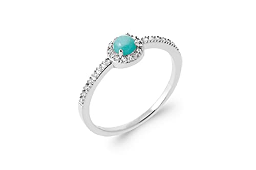 Bague Argent 925 anti-ternissement Tata Gisèle Amazonite véritable et Zircons