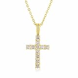 ZENRUIMING Collar de cruz de oro unisex, cadena de acero inoxidable con colgante de cobre y circonita, joyería religiosa de 20 pulgadas, elegante regalo cristiano para hombres y mujeres